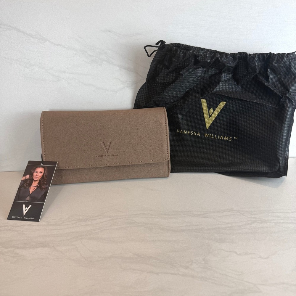 Brand New Vanessa Williams Fawn Suede Clutch with Gold Chain Strap VW-16-FN NWT